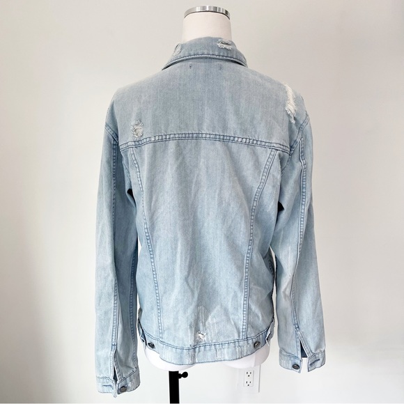 Jackson Denim Jacket Size S Distressed Trucker Ripped Bleach Light Blue Y2K - Picture 5 of 9